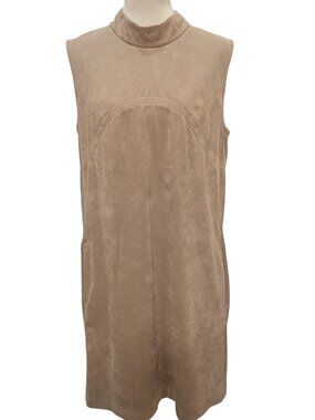 Tan Monochrome Faux Suede Midi Dress